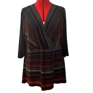 Slim Factor Womens 2X Slimming by Investments Tunic Blouse High Low Hem Blouse‎